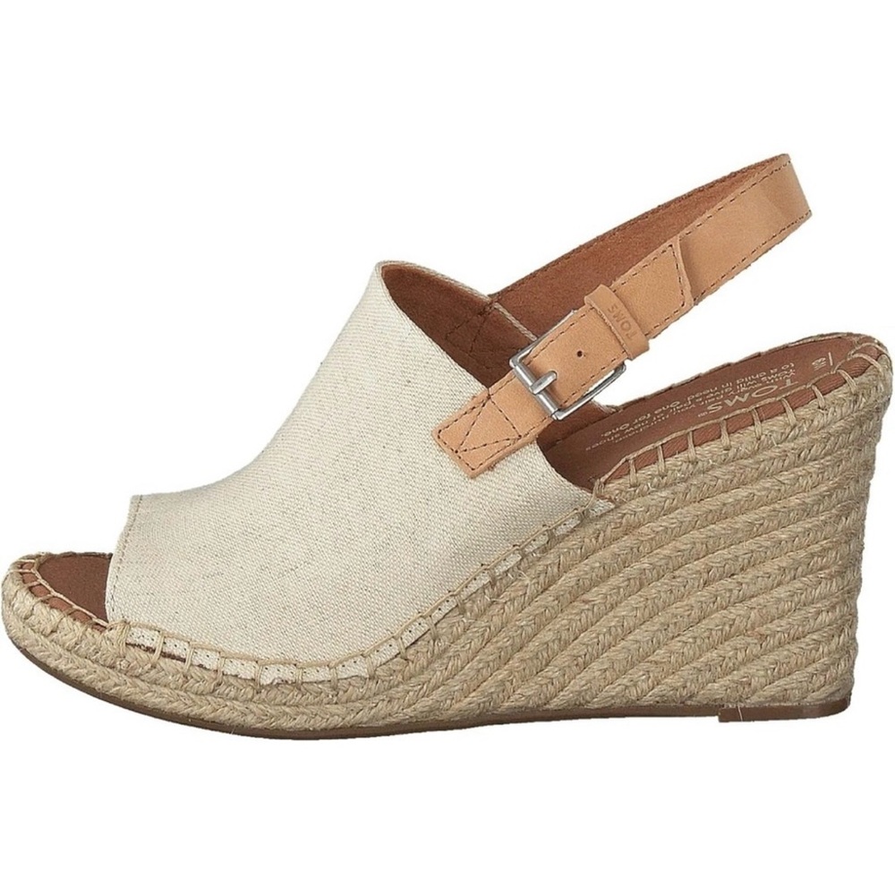 Toms Cream Tan Wedge Sandals with Slingback - Picture 2 of 9